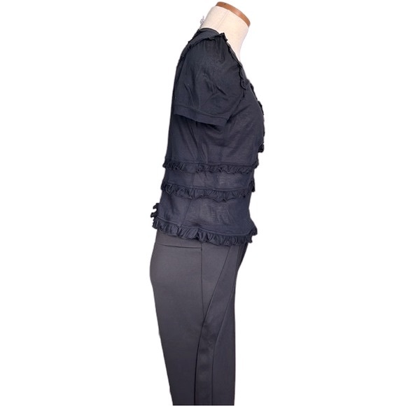 Louis Vuitton Short Sleeve Ruffle Top, Black, Medium - Picture 5 of 9